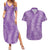 Hawaii Plumeria Lei Couples Matching Summer Maxi Dress and Hawaiian Shirt Aloha Festive Vibe - Violet
