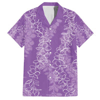Hawaii Plumeria Lei Family Matching Long Sleeve Bodycon Dress and Hawaiian Shirt Aloha Festive Vibe - Violet LT7 Dad's Shirt - Short Sleeve Violet - Polynesian Pride
