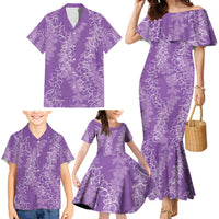 Hawaii Plumeria Lei Family Matching Mermaid Dress and Hawaiian Shirt Aloha Festive Vibe - Violet LT7 - Polynesian Pride
