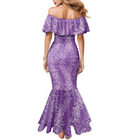 Hawaii Plumeria Lei Family Matching Mermaid Dress and Hawaiian Shirt Aloha Festive Vibe - Violet LT7 - Polynesian Pride