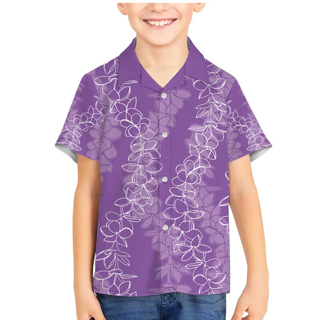 Hawaii Plumeria Lei Family Matching Mermaid Dress and Hawaiian Shirt Aloha Festive Vibe - Violet LT7 Son's Shirt Violet - Polynesian Pride