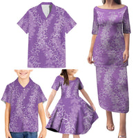 Hawaii Plumeria Lei Family Matching Puletasi and Hawaiian Shirt Aloha Festive Vibe - Violet LT7 - Polynesian Pride