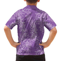 Hawaii Plumeria Lei Family Matching Short Sleeve Bodycon Dress and Hawaiian Shirt Aloha Festive Vibe - Violet LT7 - Polynesian Pride