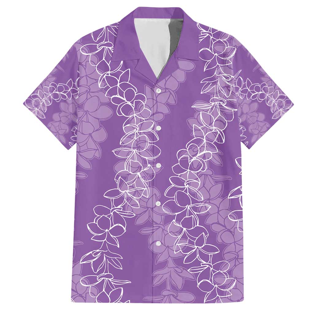 Hawaii Plumeria Lei Family Matching Short Sleeve Bodycon Dress and Hawaiian Shirt Aloha Festive Vibe - Violet LT7 Dad's Shirt - Short Sleeve Violet - Polynesian Pride