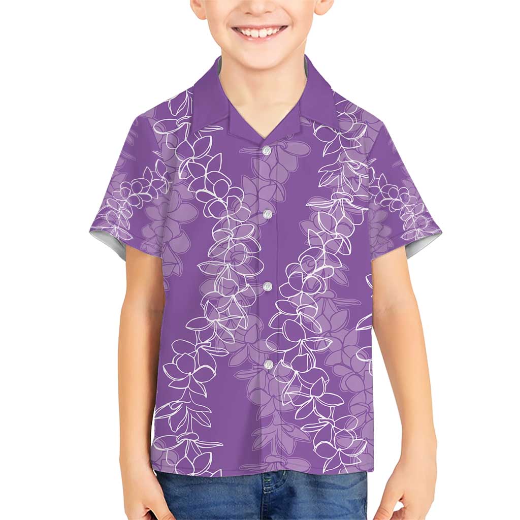 Hawaii Plumeria Lei Family Matching Short Sleeve Bodycon Dress and Hawaiian Shirt Aloha Festive Vibe - Violet LT7 Son's Shirt Violet - Polynesian Pride
