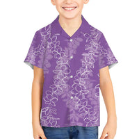 Hawaii Plumeria Lei Family Matching Short Sleeve Bodycon Dress and Hawaiian Shirt Aloha Festive Vibe - Violet LT7 Son's Shirt Violet - Polynesian Pride