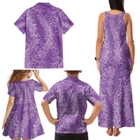 Hawaii Plumeria Lei Family Matching Tank Maxi Dress and Hawaiian Shirt Aloha Festive Vibe - Violet