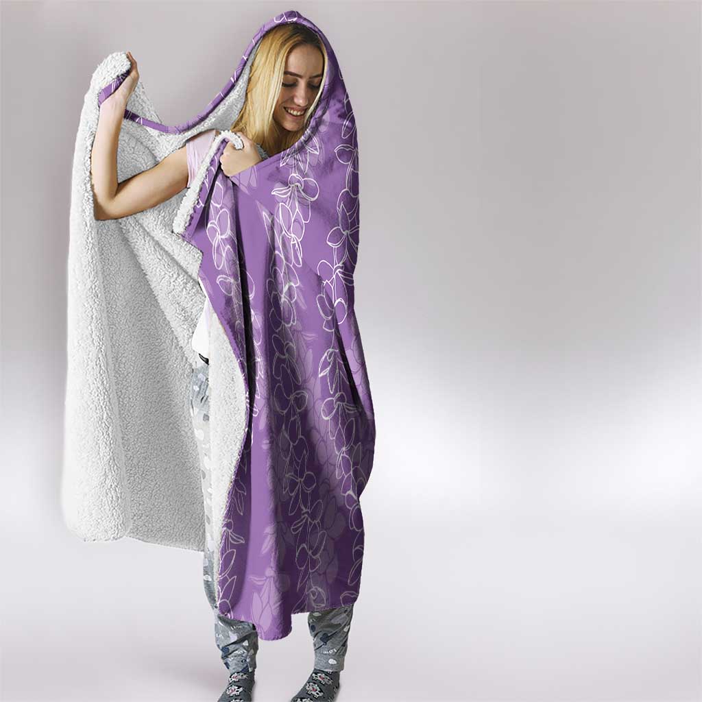 Hawaii Plumeria Lei Hooded Blanket Aloha Festive Vibe - Violet