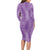 Hawaii Plumeria Lei Long Sleeve Bodycon Dress Aloha Festive Vibe - Violet