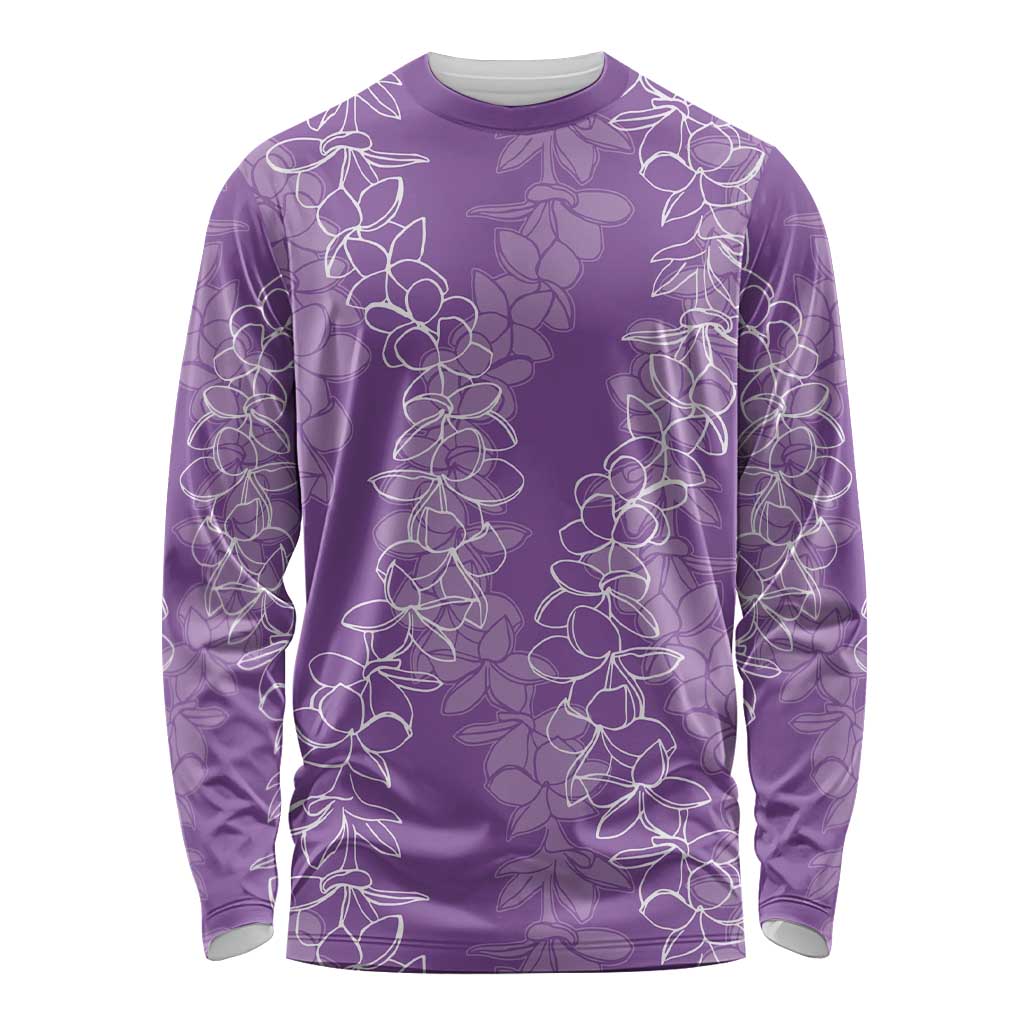Hawaii Plumeria Lei Long Sleeve Shirt Aloha Festive Vibe - Violet