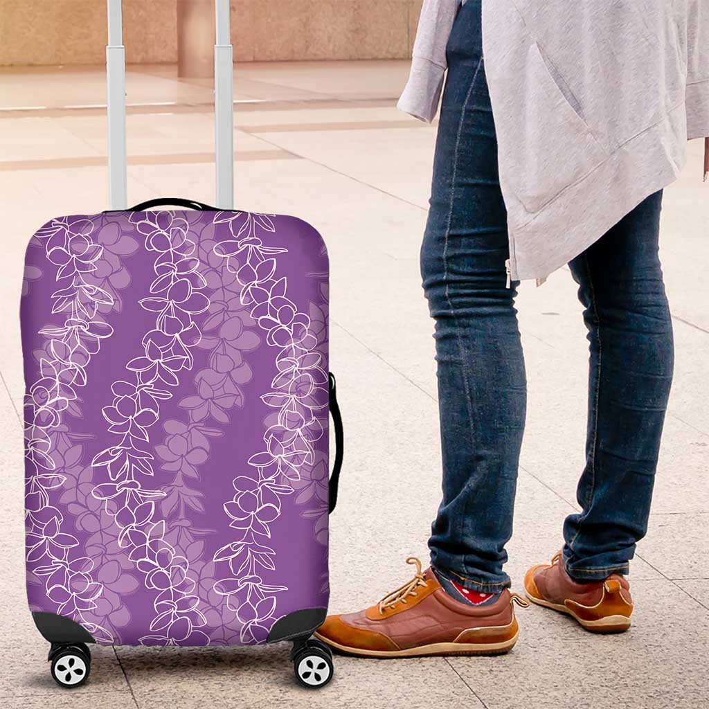 Hawaii Plumeria Lei Luggage Cover Aloha Festive Vibe - Violet