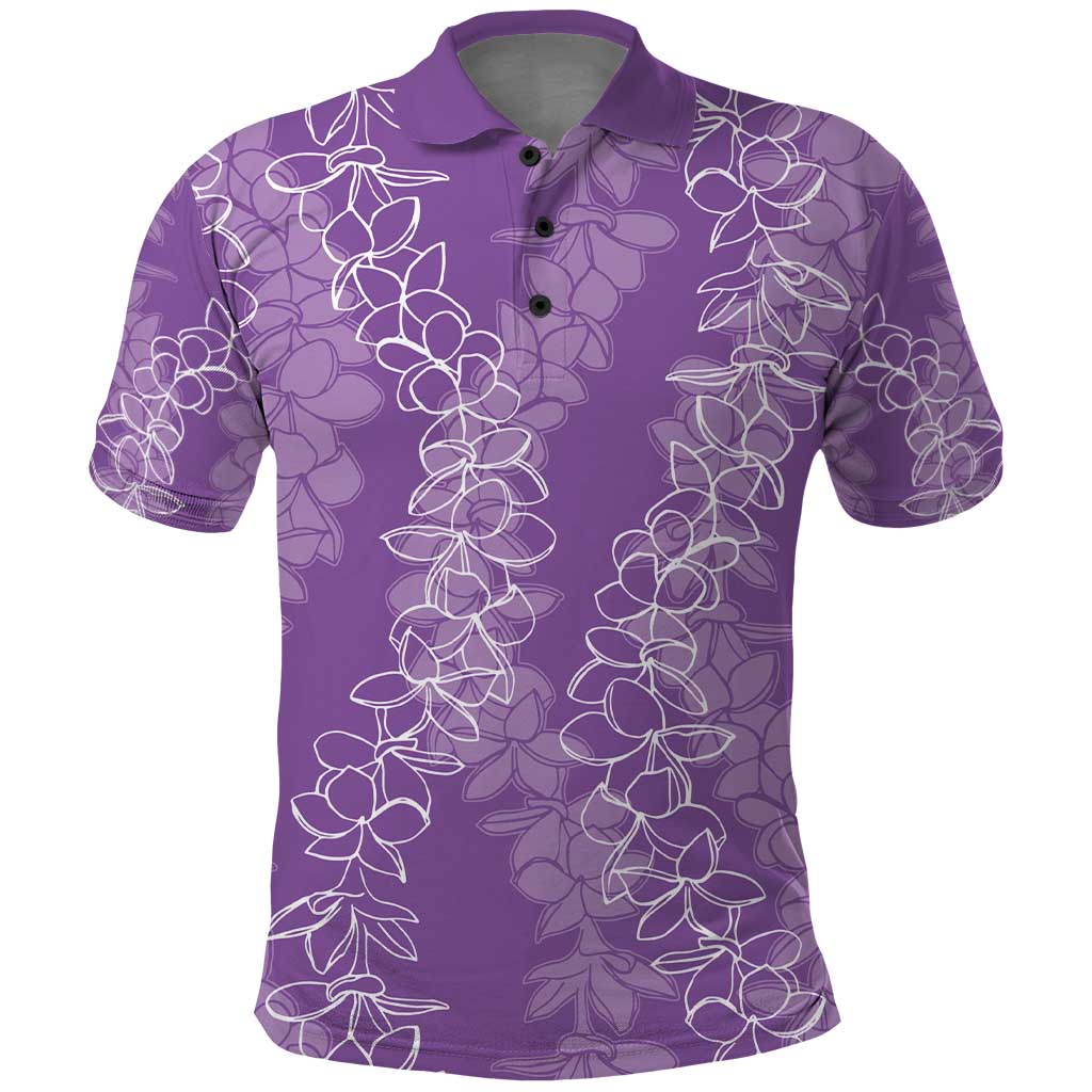 Hawaii Plumeria Lei Polo Shirt Aloha Festive Vibe - Violet LT7 Violet - Polynesian Pride