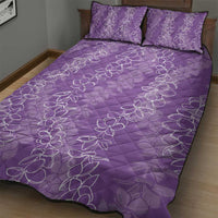 Hawaii Plumeria Lei Quilt Bed Set Aloha Festive Vibe - Violet