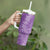 Hawaii Plumeria Lei Tumbler With Handle Aloha Festive Vibe - Violet