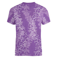 Hawaii Plumeria Lei Women V-Neck T-Shirt Aloha Festive Vibe - Violet