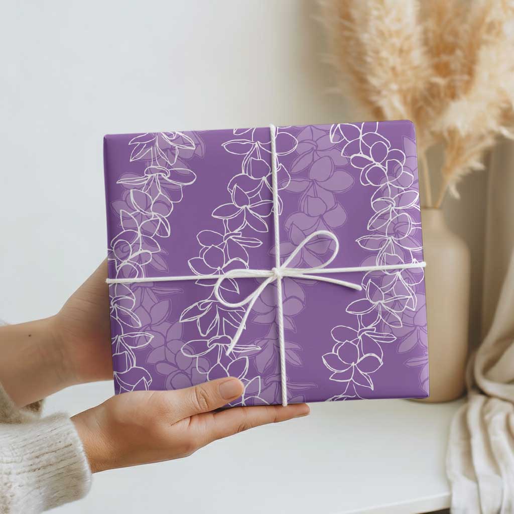 Hawaii Plumeria Lei Wrapping Paper Aloha Festive Vibe - Violet
