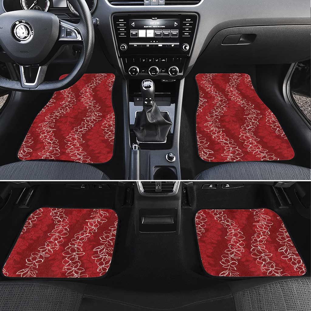 Hawaii Plumeria Lei Car Mats Aloha Festive Vibe - Crimson