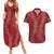 Hawaii Plumeria Lei Couples Matching Summer Maxi Dress and Hawaiian Shirt Aloha Festive Vibe - Crimson