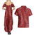 Hawaii Plumeria Lei Couples Matching Summer Maxi Dress and Hawaiian Shirt Aloha Festive Vibe - Crimson