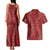 Hawaii Plumeria Lei Couples Matching Tank Maxi Dress and Hawaiian Shirt Aloha Festive Vibe - Crimson