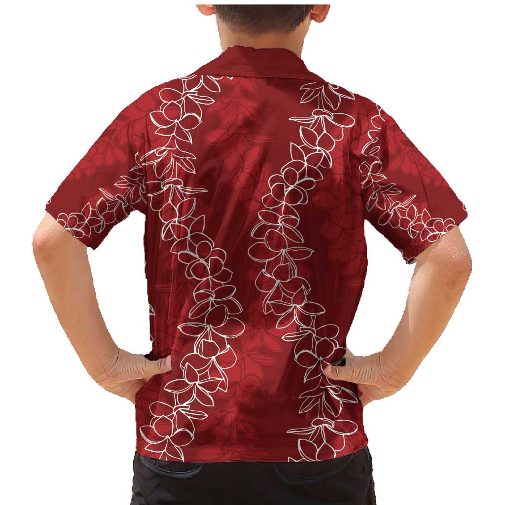 Hawaii Plumeria Lei Family Matching Mermaid Dress and Hawaiian Shirt Aloha Festive Vibe - Crimson LT7 - Polynesian Pride
