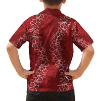 Hawaii Plumeria Lei Family Matching Puletasi and Hawaiian Shirt Aloha Festive Vibe - Crimson LT7 - Polynesian Pride
