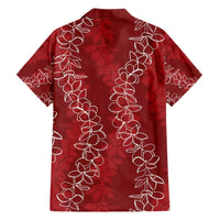 Hawaii Plumeria Lei Family Matching Short Sleeve Bodycon Dress and Hawaiian Shirt Aloha Festive Vibe - Crimson LT7 - Polynesian Pride
