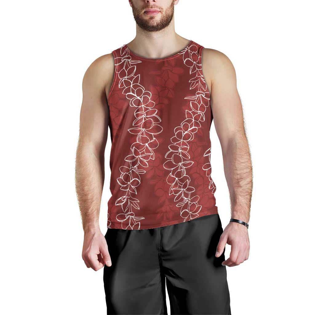 Hawaii Plumeria Lei Men Tank Top Aloha Festive Vibe - Crimson