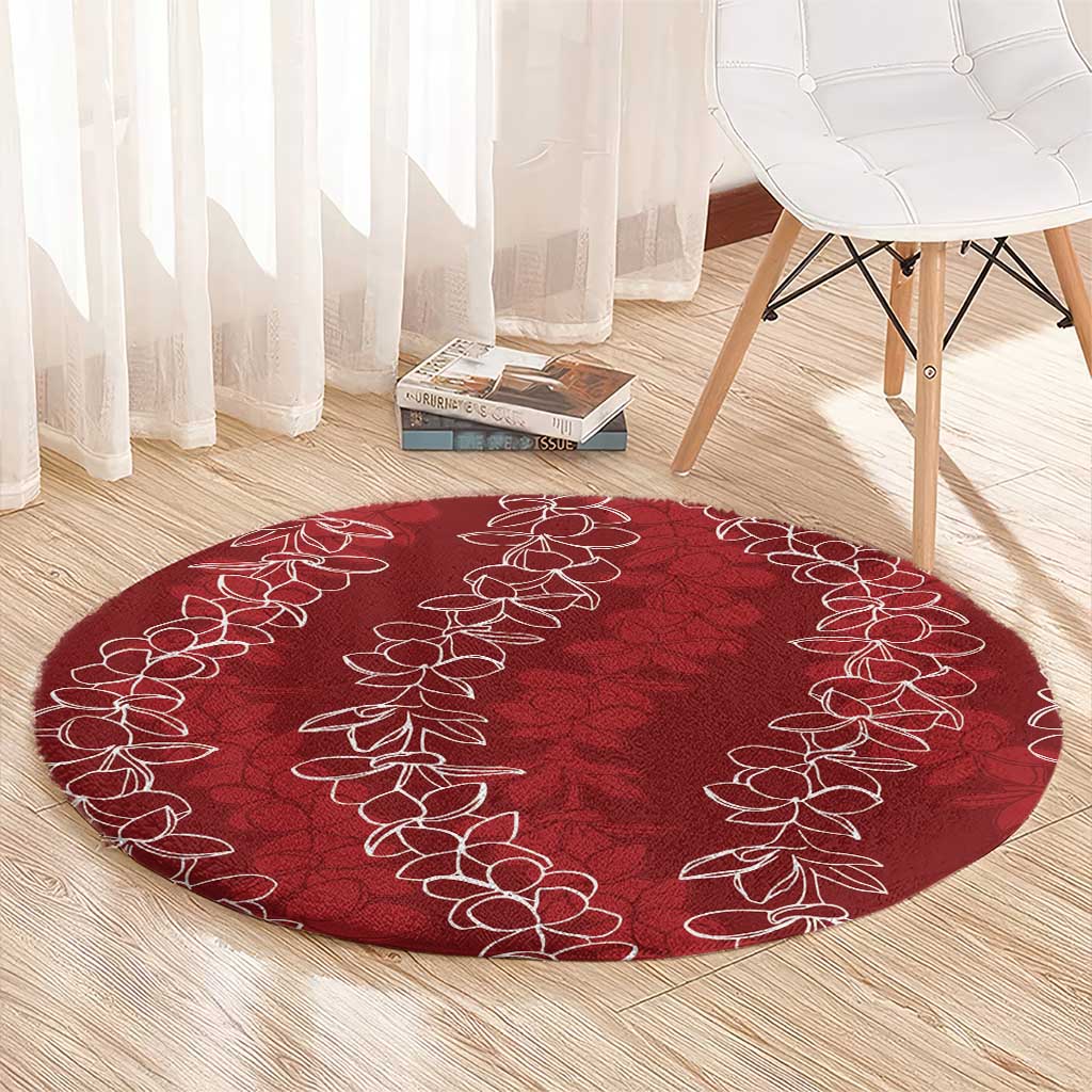 Hawaii Plumeria Lei Round Carpet Aloha Festive Vibe - Crimson