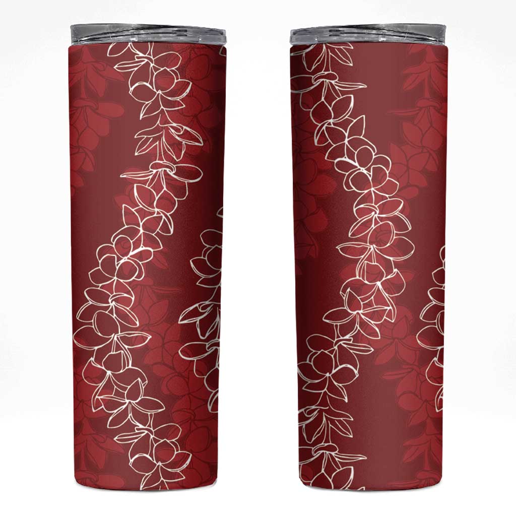 Hawaii Plumeria Lei Skinny Tumbler Aloha Festive Vibe - Crimson