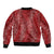 Hawaii Plumeria Lei Sleeve Zip Bomber Jacket Aloha Festive Vibe - Crimson