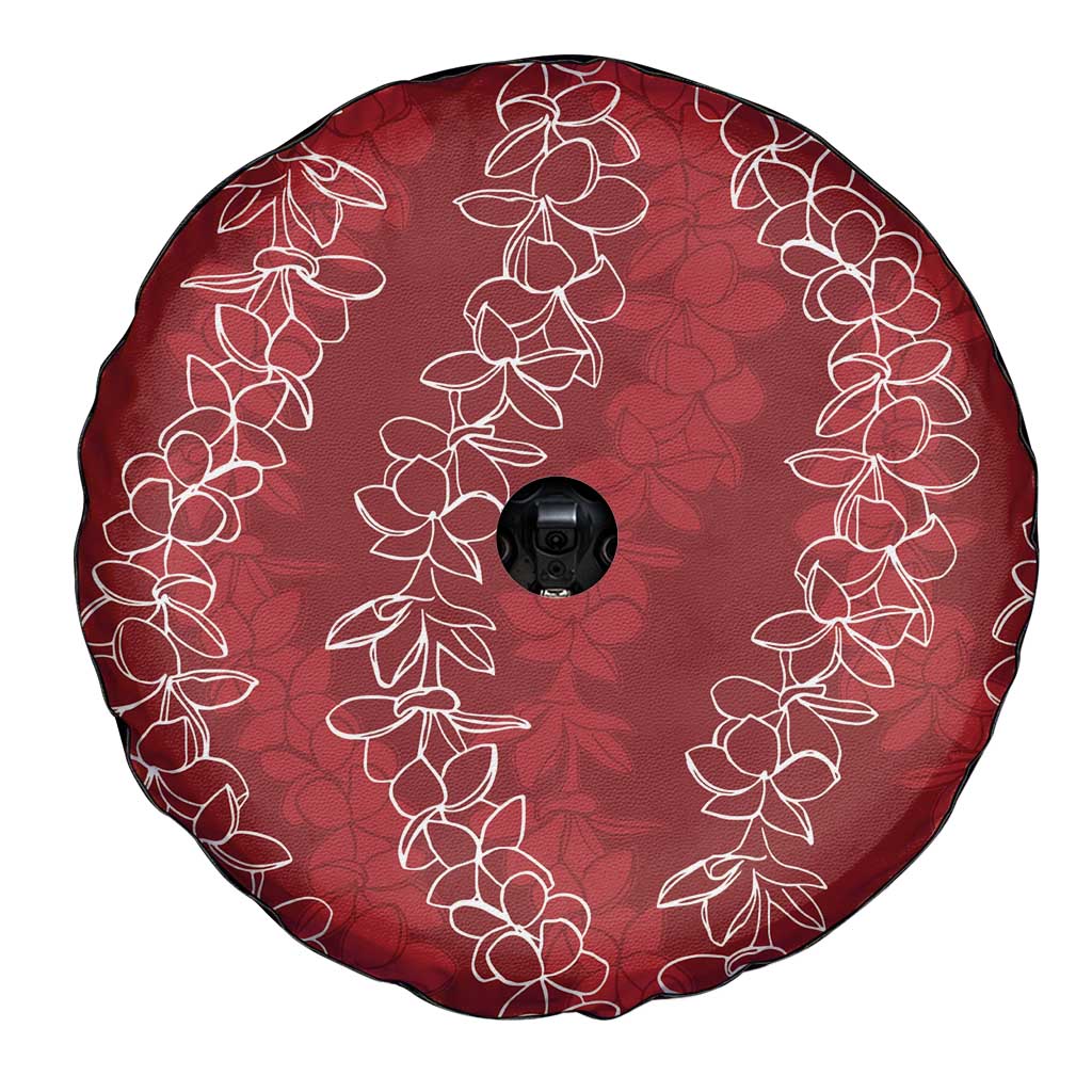Hawaii Plumeria Lei Spare Tire Cover Aloha Festive Vibe - Crimson