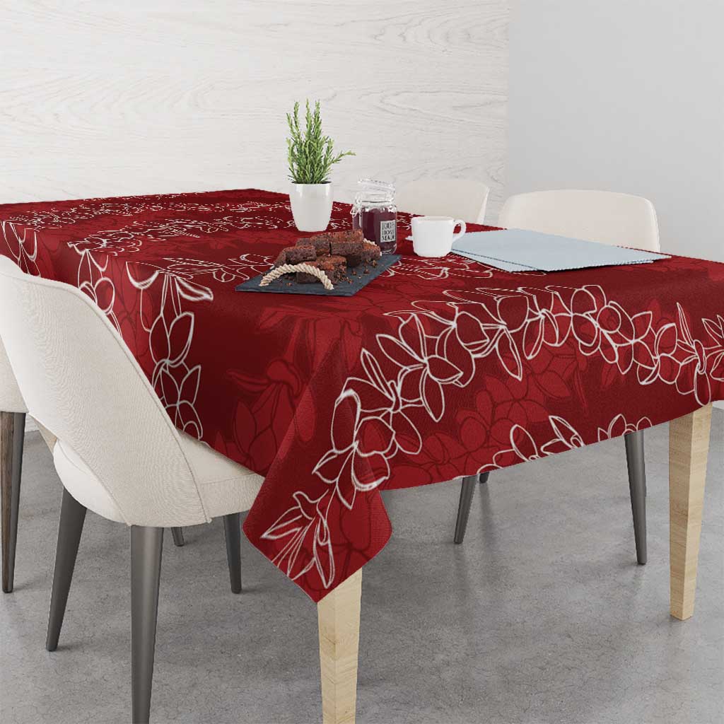 Hawaii Plumeria Lei Tablecloth Aloha Festive Vibe - Crimson