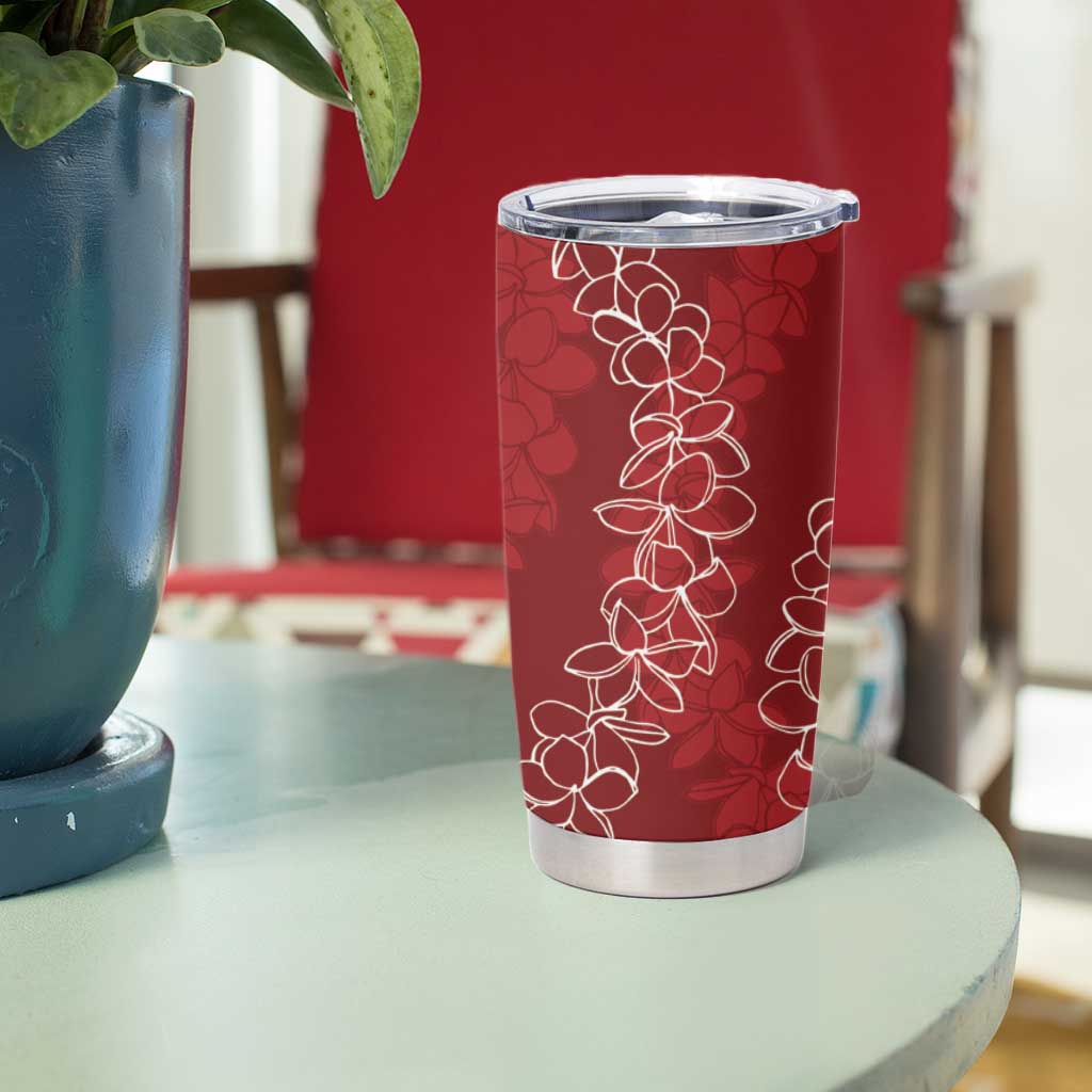 Hawaii Plumeria Lei Tumbler Cup Aloha Festive Vibe - Crimson