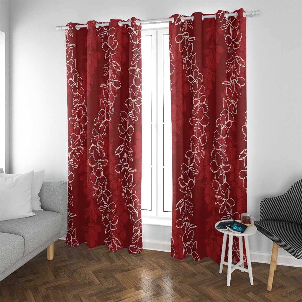 Hawaii Plumeria Lei Window Curtain Aloha Festive Vibe - Crimson