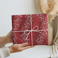 Hawaii Plumeria Lei Wrapping Paper Aloha Festive Vibe - Crimson