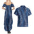 Hawaii Plumeria Lei Couples Matching Summer Maxi Dress and Hawaiian Shirt Aloha Festive Vibe - Navy Blue