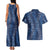 Hawaii Plumeria Lei Couples Matching Tank Maxi Dress and Hawaiian Shirt Aloha Festive Vibe - Navy Blue