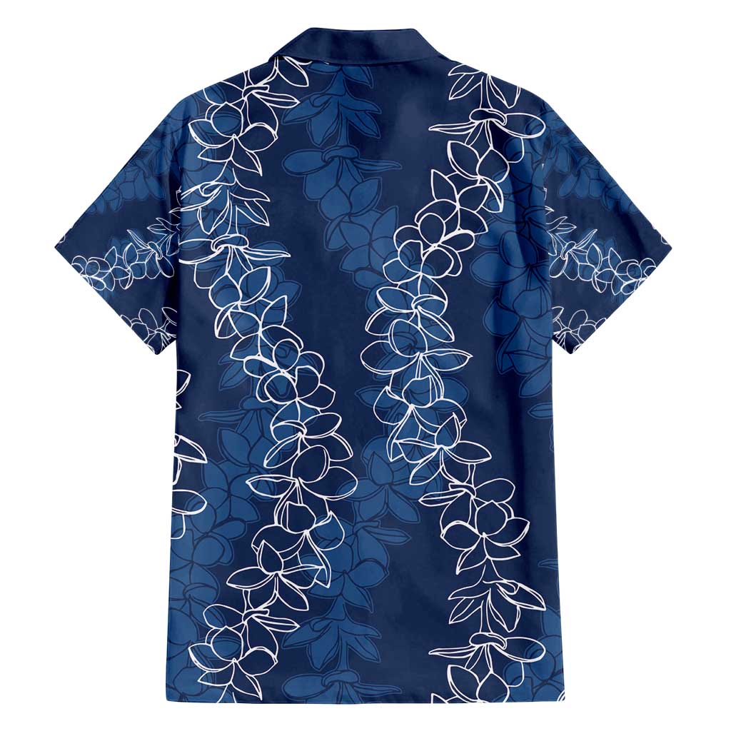 Hawaii Plumeria Lei Family Matching Long Sleeve Bodycon Dress and Hawaiian Shirt Aloha Festive Vibe - Navy Blue LT7 - Polynesian Pride