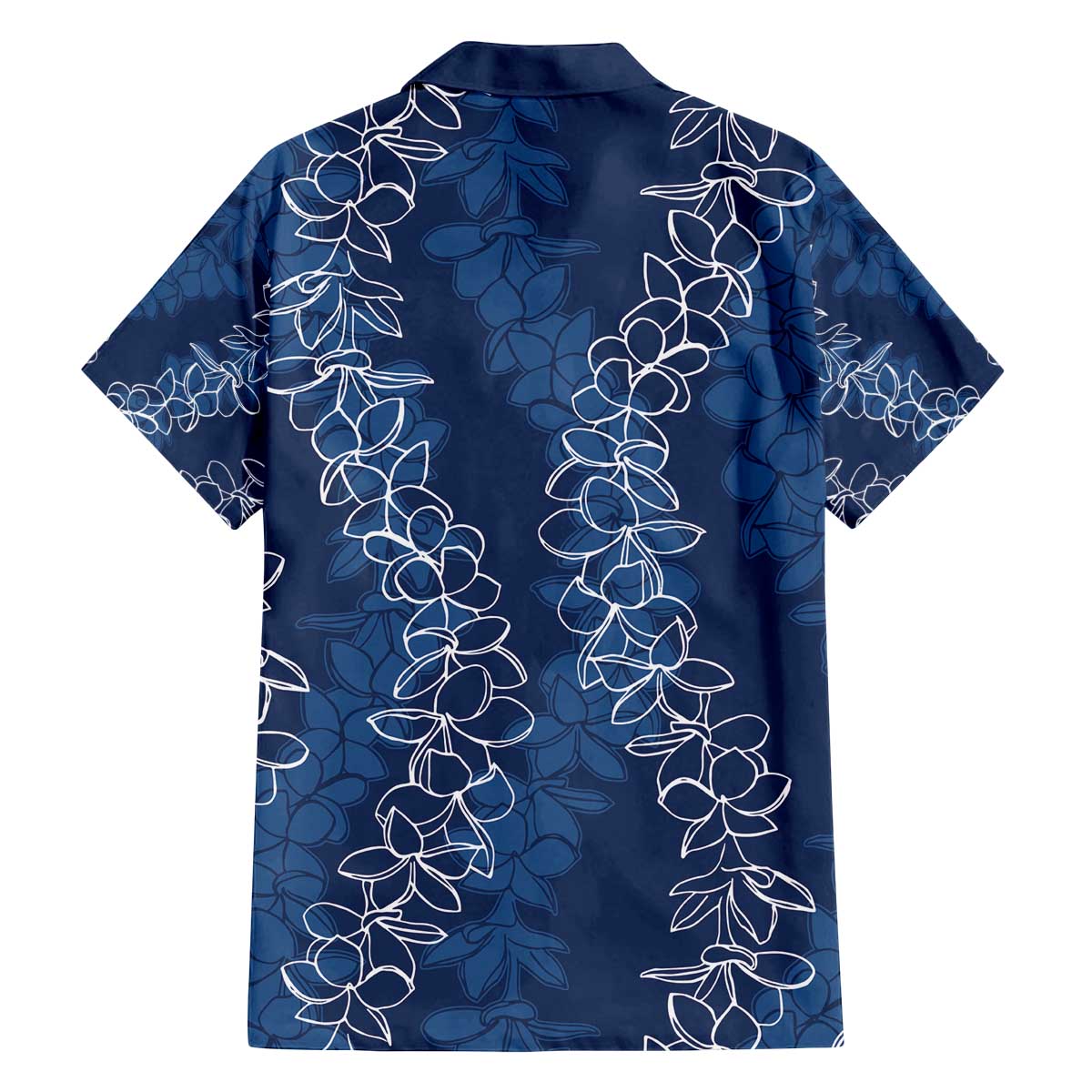 Hawaii Plumeria Lei Family Matching Off The Shoulder Long Sleeve Dress and Hawaiian Shirt Aloha Festive Vibe - Navy Blue