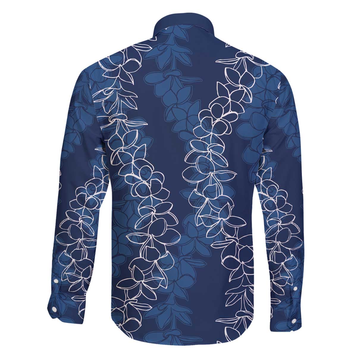 Hawaii Plumeria Lei Family Matching Off Shoulder Short Dress and Hawaiian Shirt Aloha Festive Vibe - Navy Blue