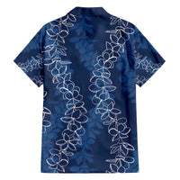 Hawaii Plumeria Lei Family Matching Puletasi and Hawaiian Shirt Aloha Festive Vibe - Navy Blue LT7 - Polynesian Pride