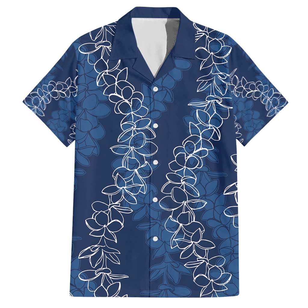 Hawaii Plumeria Lei Hawaiian Shirt Aloha Festive Vibe - Navy Blue