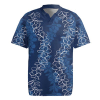 Hawaii Plumeria Lei Rugby Jersey Aloha Festive Vibe - Navy Blue