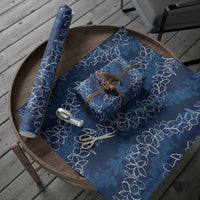 Hawaii Plumeria Lei Wrapping Paper Aloha Festive Vibe - Navy Blue