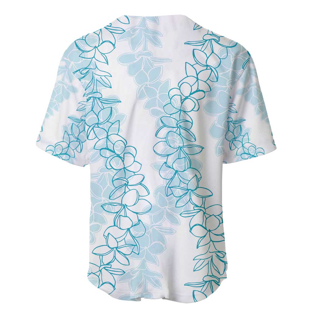 Hawaii Plumeria Lei Baseball Jersey Aloha Festive Vibe - Turquoise
