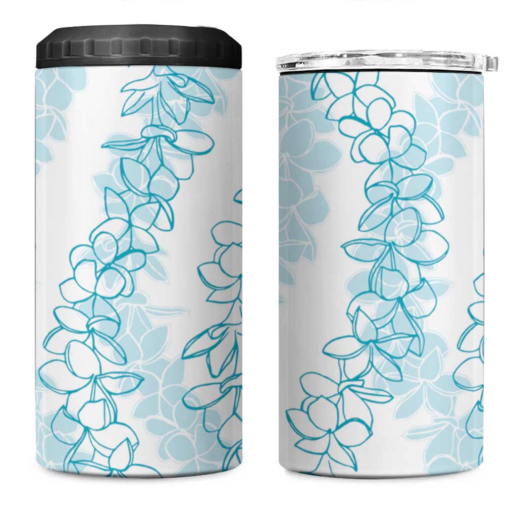 Hawaii Plumeria Lei 4 in 1 Can Cooler Tumbler Aloha Festive Vibe - Turquoise