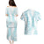 Hawaii Plumeria Lei Couples Matching Puletasi and Hawaiian Shirt Aloha Festive Vibe - Turquoise
