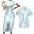 Hawaii Plumeria Lei Couples Matching Short Sleeve Bodycon Dress and Hawaiian Shirt Aloha Festive Vibe - Turquoise