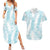 Hawaii Plumeria Lei Couples Matching Summer Maxi Dress and Hawaiian Shirt Aloha Festive Vibe - Turquoise